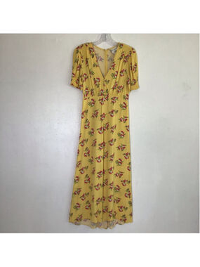 JILL JILL STUART Women Elegant Yellow Floral Maxi Dress Size 0